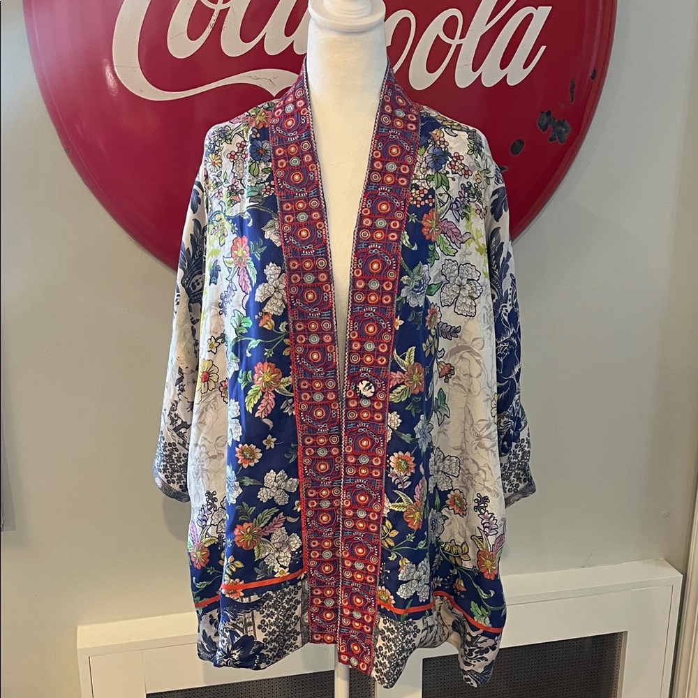 Johnny Was Reversible 💯% Silk ‘Ono Emilia’ Kimono Oversized S EUC